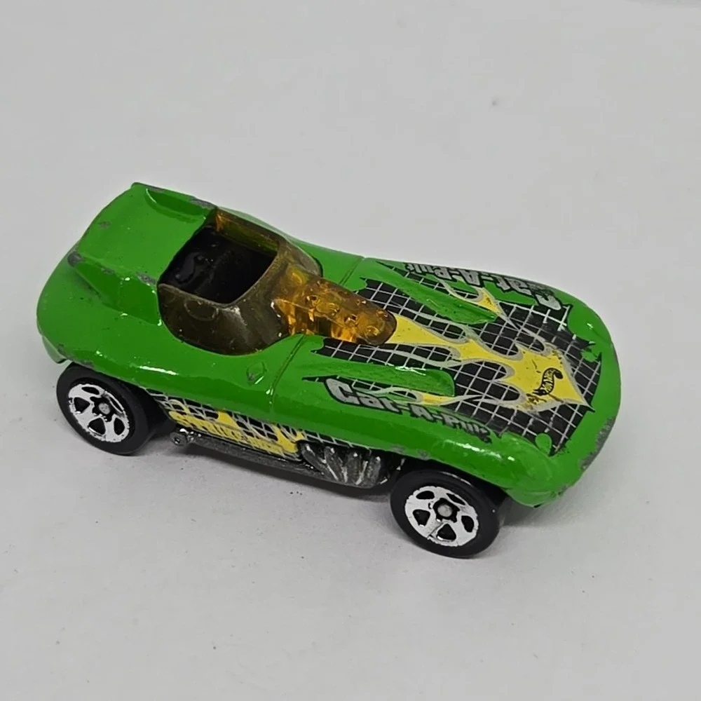 1998 Green Cat-A-Pult Hot Wheels Super Launcher Car Yellow Windshield Thailand